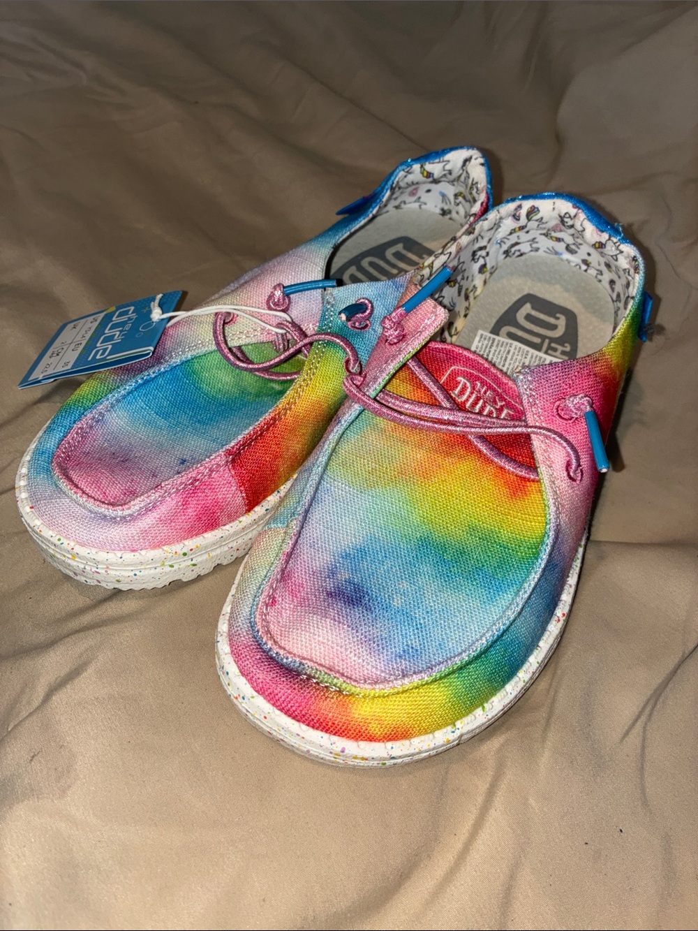 Hey Dude Kids Rainbow Tie-Dye Canvas Slip-Ons